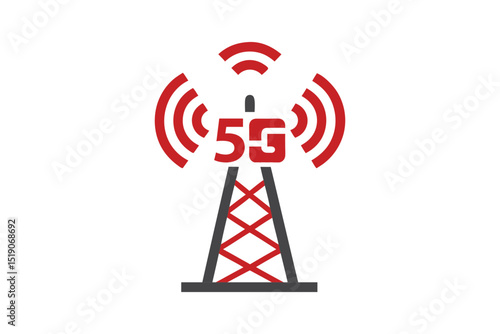 5G Tower Wireless Signal Vector Illustration Design