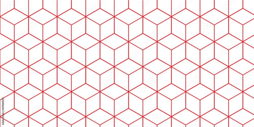 Naklejka premium Cubic hexagon texture. Geometric cube grid seamless pattern. Geometric pattern illustration mosaic, square and triangle wallpaper. Line isometric grid.