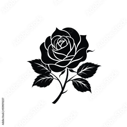 Wallpaper Mural Rose silhouette vector icon on white background. Torontodigital.ca
