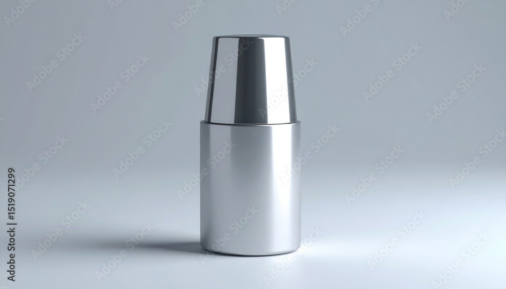 Chrome Nail Polish Bottle on Gray Background Reflecting Light And Showing Metallic Finish Reflective Y2K Beauty Product Chrome Nail Polish Bottle on Gray Background Reflecting Light And Showing Metallic Finish Reflective Y2K Beauty Product