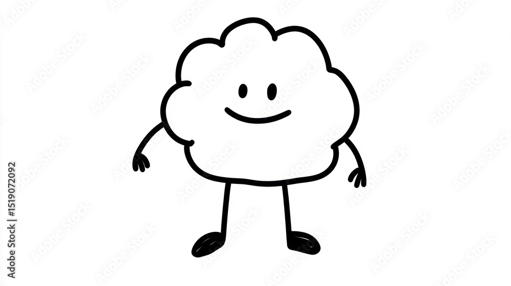 Simple cartoon cloud character with a smile Simple cartoon cloud character with a smile