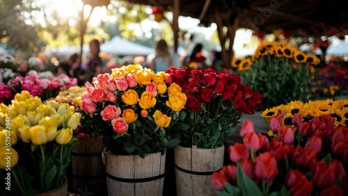Wallpaper Mural Beautiful display of colorful flowers in a vibrant flower market setting Torontodigital.ca