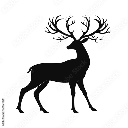 Deer silhouette, deer in jungle silhouette