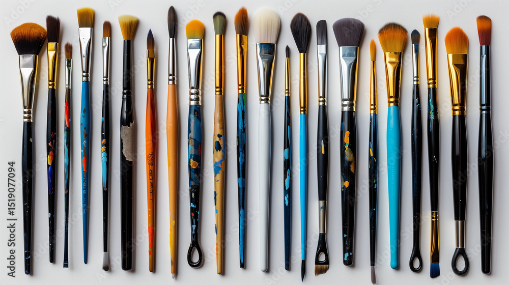 Many different paint brushes on white background Many different paint brushes on white background