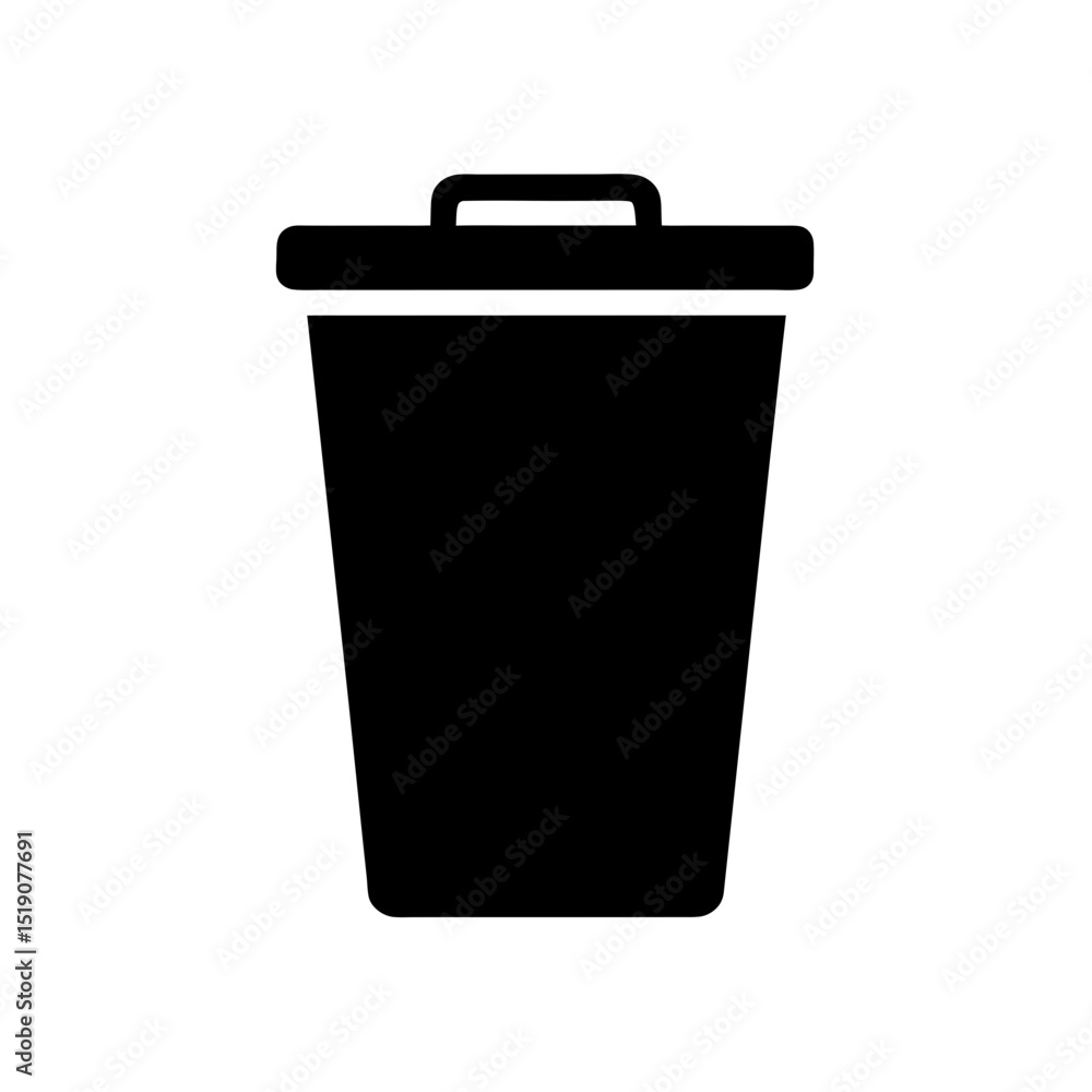 Black Trash Can Silhouette on White Background Waste Disposal Icon Black Trash Can Silhouette on White Background Waste Disposal Icon
