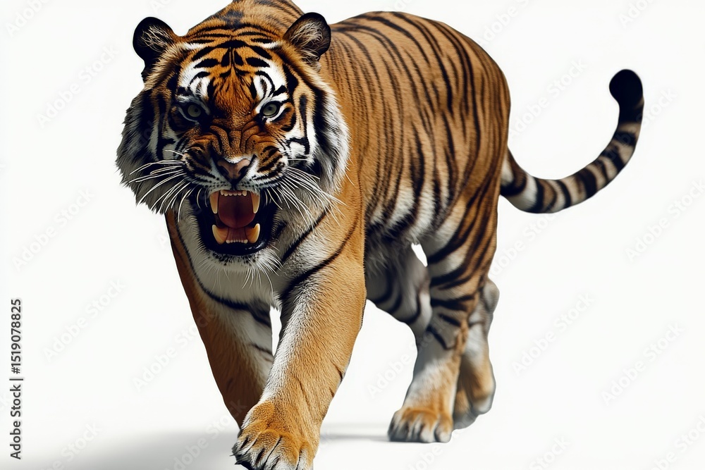 Obraz premium tiger walking with mouth open