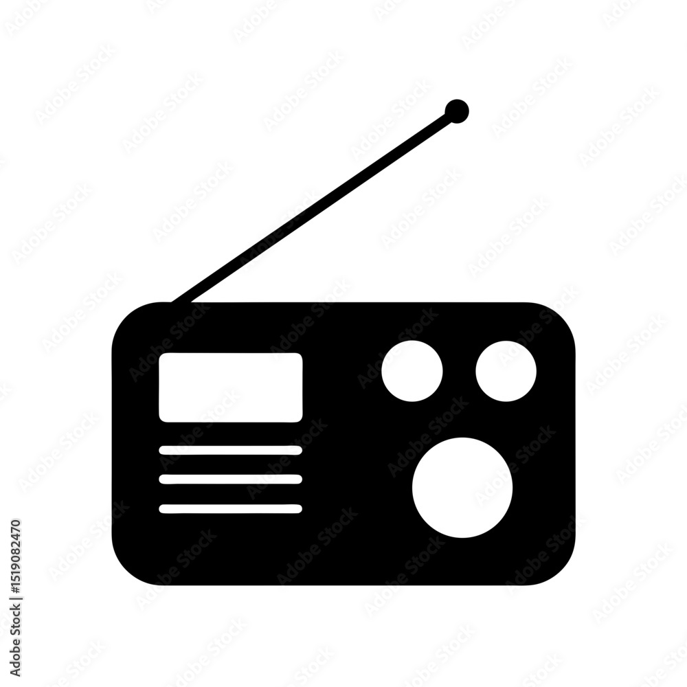 Audio Black Transmitter Shape on White Isolated Image Audio Black Transmitter Shape on White Isolated Image