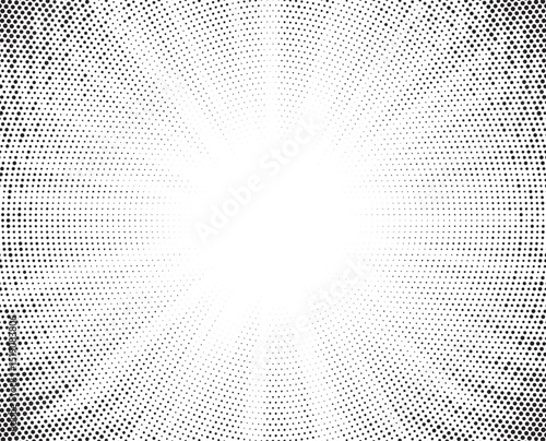 Halftone texture dot radial background, cartoon comic retro pop art dot border, halftone shadow