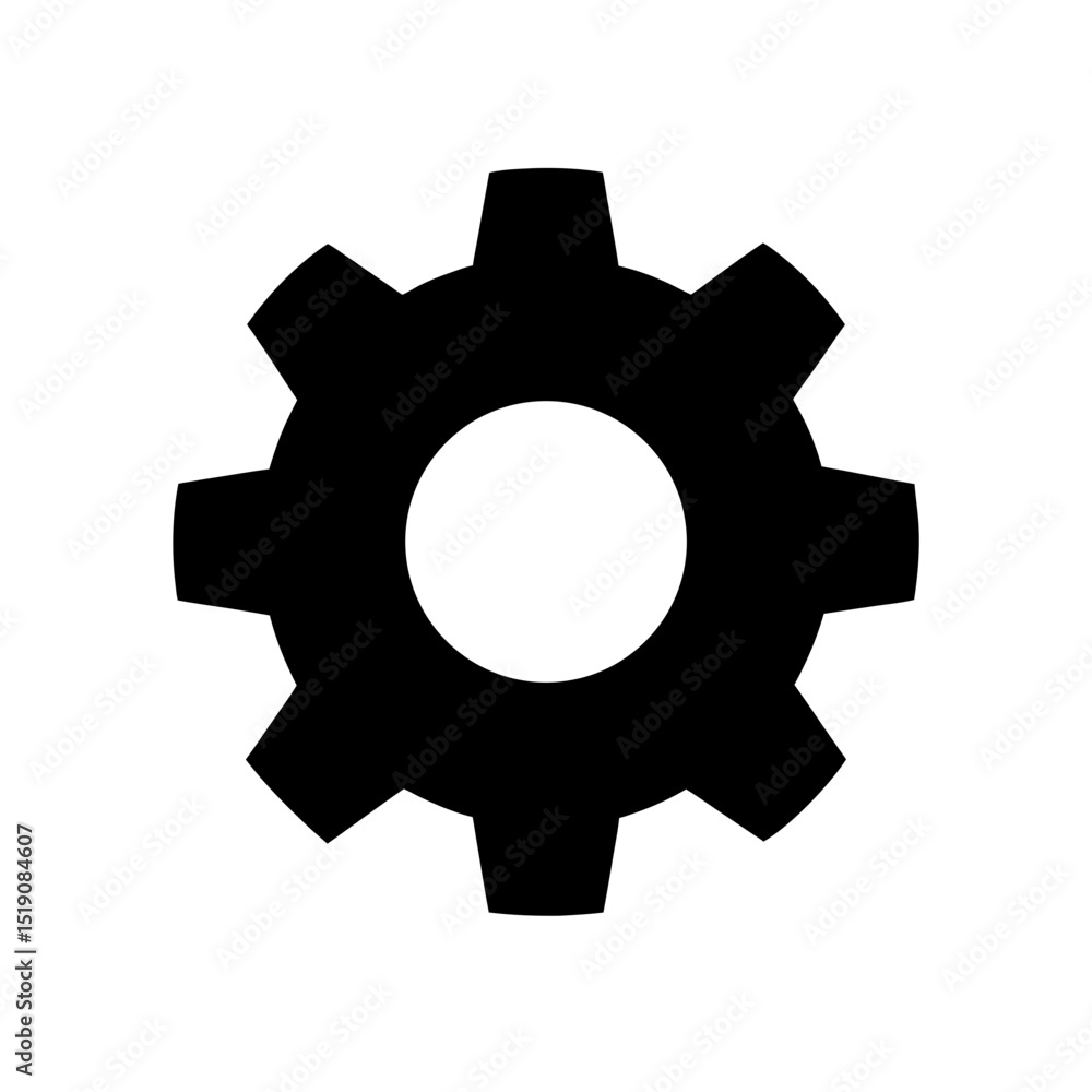 Mechanical Black Gear Silhouette on White Background for Industry Mechanical Black Gear Silhouette on White Background for Industry