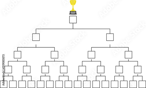 Tournament bracket icon, illustrating competition progression from initial rounds to the final champion. Ideal for sports, gaming, or competitive event designs