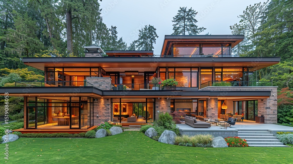 Obraz premium Luxury house in Vancouver, Canada. HD 8k wallpaper photographic image 