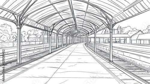 Architectural sketch of a train station (2)