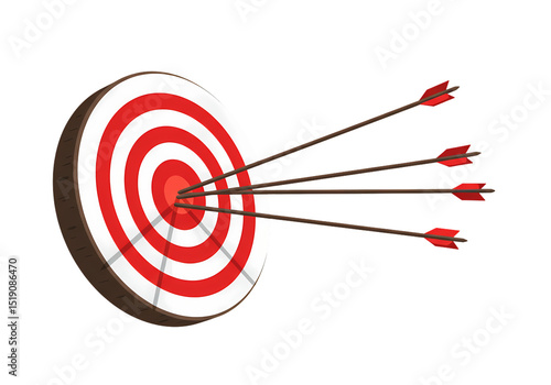Bullseye Arrows Striking the Target isolated on transparent baackground