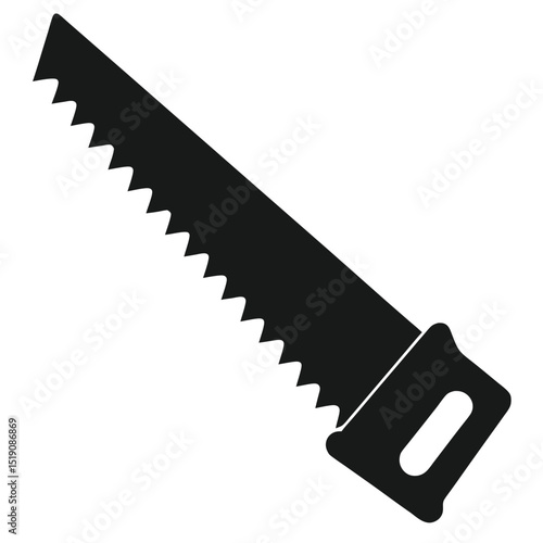 Simple Black Silhouette of a Hand Saw for Woodworking Projects