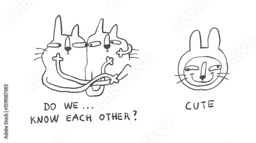 Ironic Cat Doodles – Hand Drawn Comic Sketches for Prints and Stickers