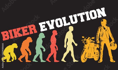 Biker Evolution T-shirt Design, Biker Evolution Design, evolution of man illustration