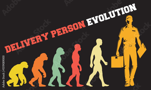 Delivery Person Evolution T-shirt Design, Delivery Person Evolution Design, evolution of man illustration
