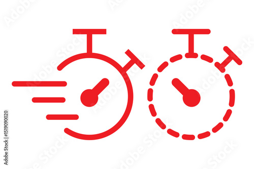 Timer icon set. Alarm clock symbol. Watch countdown vector illustration. Stopwatch sign. Hours, minutes and seconds concept. Simple express pictogram outline collection.