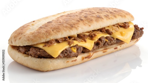 Grilled Merguez Sausage Sandwich on White Background