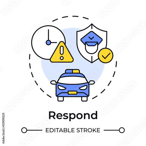 Respond multi color concept icon. Physical security ecosystem. Action based on analyzed threats. Protection. Round shape line illustration. Abstract idea. Graphic design. Easy to use in booklet