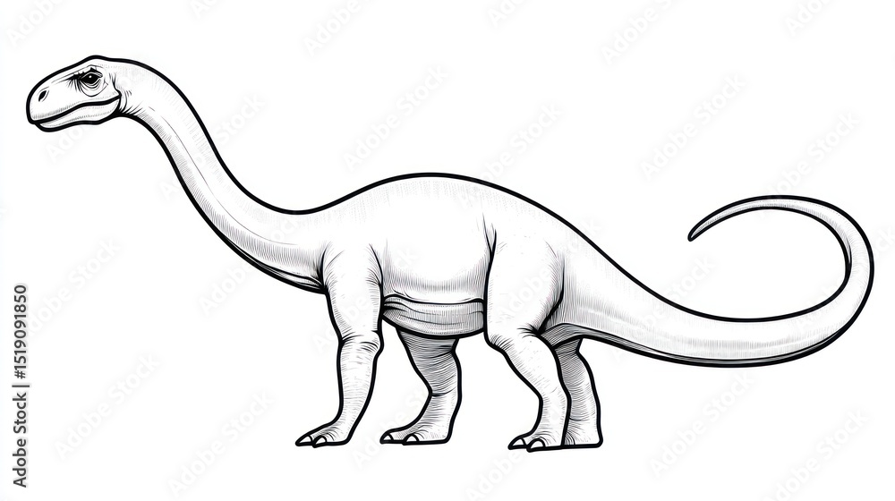 Fototapeta premium Side view of a long-necked dinosaur