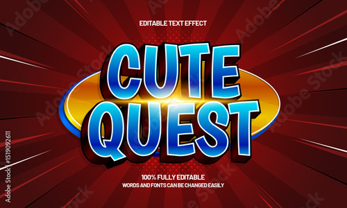 cute quest editable text effect with a game and kids text style