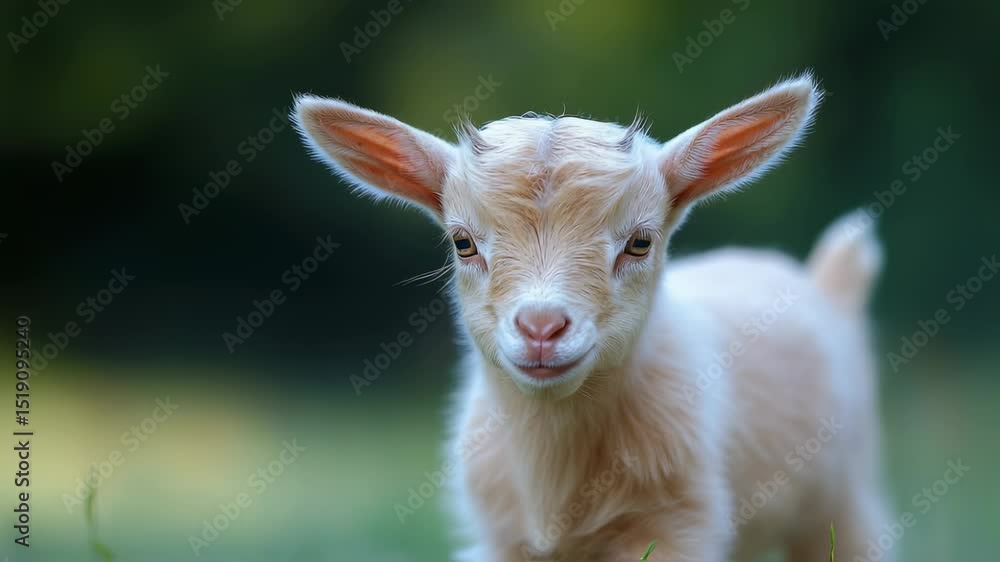Adorable goat kid portrait captured in natural light, creating a sense of charm Adorable goat kid portrait captured in natural light, creating a sense of charm