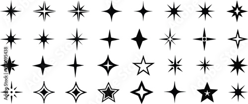 star sparkle icon, blinking shining star, sparks and sparkle shapes vector illustration