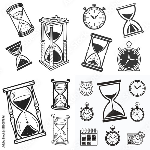 sand time count icon set vector art 