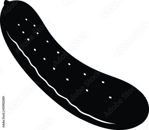 Graphic representation of a single cucumber, solid black on white background
