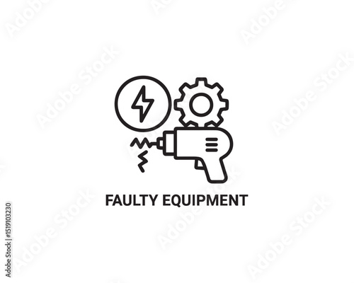 Faulty Equipment icon vector design art illustration.