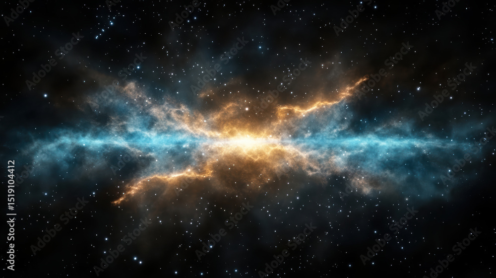 Stunning cosmic scene featuring massive nebula with vibrant blue and orange hues, set against Stunning cosmic scene featuring massive nebula with vibrant blue and orange hues, set against