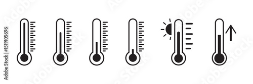Thermometer icon symbol set. Thermometer icon set. weather icons. Temperature symbol. Cold and hot icon sign. thermometer showing the temperature. 