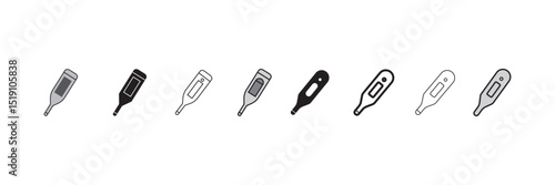 Thermometer icon set  in trendy flat design. Thermometer icon collection on white background. Electronic thermometer icons.