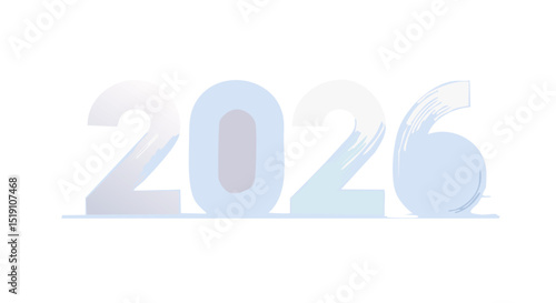Minimal frosty blue 2026 numbers for winter, December, and New Year banners, calendars, and ads