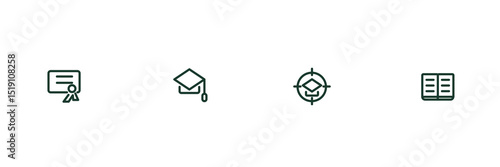 Minimalist education line. Set collection. 4 type. Simple design. Vector illustration.
