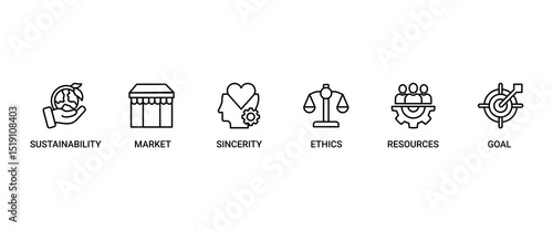 CSR banner web icon set vector illustration concept business and organization, Corporate social responsibility and giving back to the community icons symbol live stroke and easy to edit