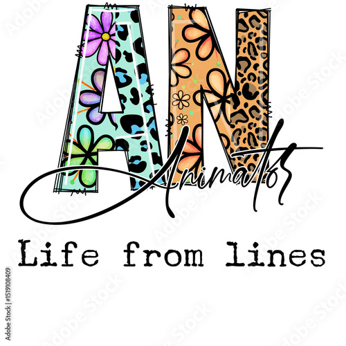AN Animators Life from Lines - Floral Leopard Print Design