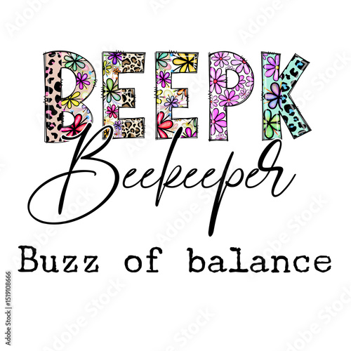Fotografía Beekeeper Design with Flowers and Leopard Print - Buzz of Balance Graphic Tee