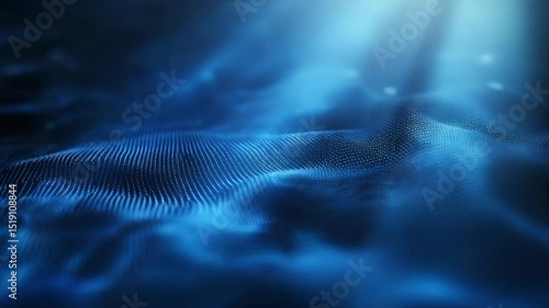 Dynamic blue abstract technology background with light streaks and flowing particles