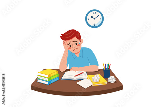 Overwhelmed Student Struggling with Studies, Feeling Stressed and Anxious - Time Management and Academic Pressure