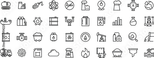 Oil & Gas Icon Set, Oil and Gas Industry Icons, Energy and Petroleum Icons, Oilfield Equipment Icon Pack, line icon
