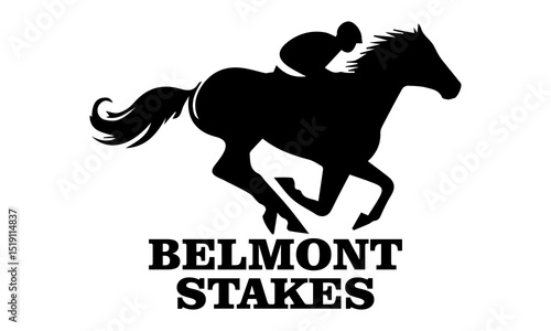 Belmont stakes horse racing icon, belmont stakes horse racing vector illustration and belmont stakes horse racing logo design with white background