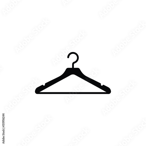 Simple Black Clothes Hanger Silhouette on White Background For Closet Organization and Apparel Display