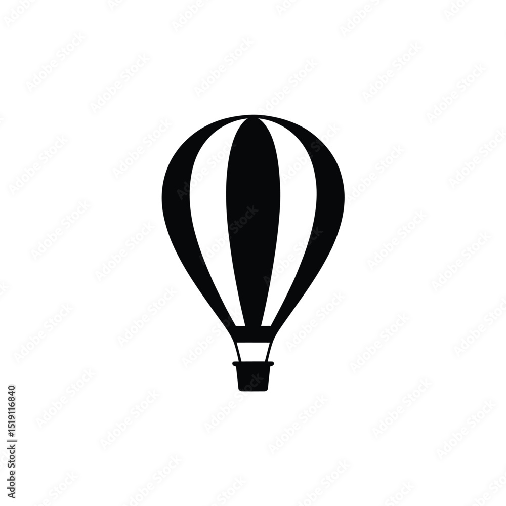 Fototapeta premium Striking Silhouette of a Hot Air Balloon with Bold Stripes, Black and White Art
