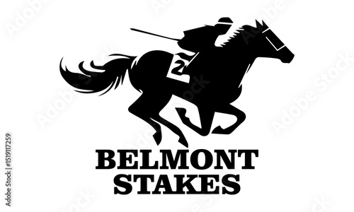Belmont stakes horse racing icon, belmont stakes horse racing vector illustration and belmont stakes horse racing logo design with white background