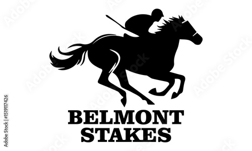 Belmont stakes horse racing icon, belmont stakes horse racing vector illustration and belmont stakes horse racing logo design with white background
