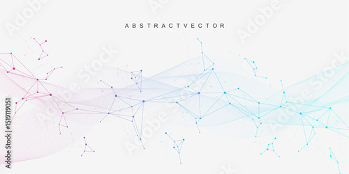 Molecular structure DNA, atom, neurons. Science concept for your design. Connected lines with dots. Medical, technology, chemistry, science background. illustration