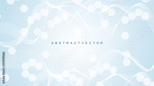 Health care abstract background with hexagons, lines and dots. Medical innovation banner template concept. Biology and pharmaceutical technology background. Vector illustration.