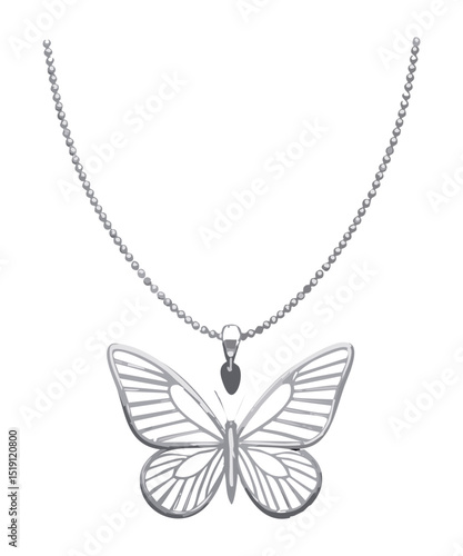 Elegant Silver Necklace with White Butterfly